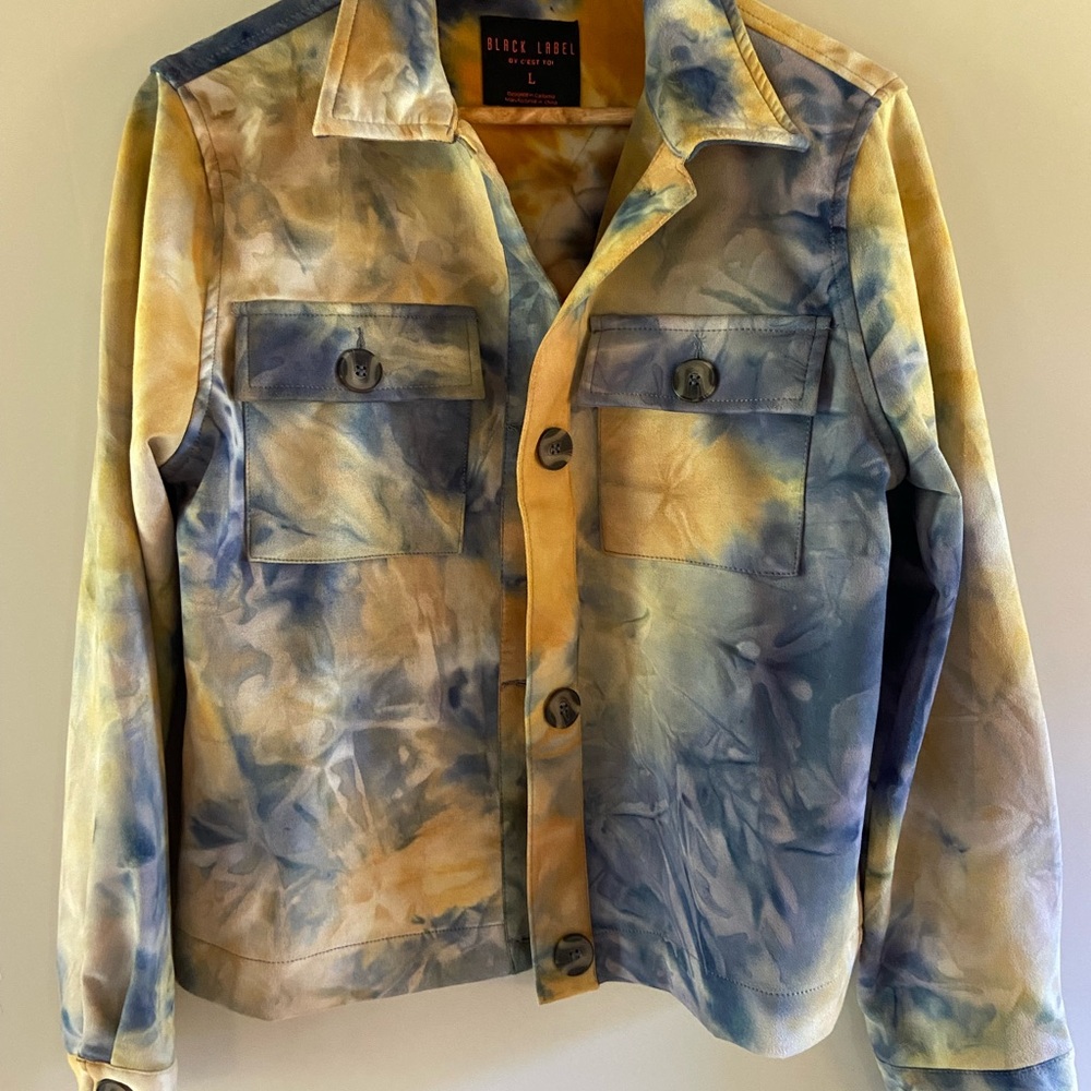 Suede Tie-Dye Jacket with Button Front